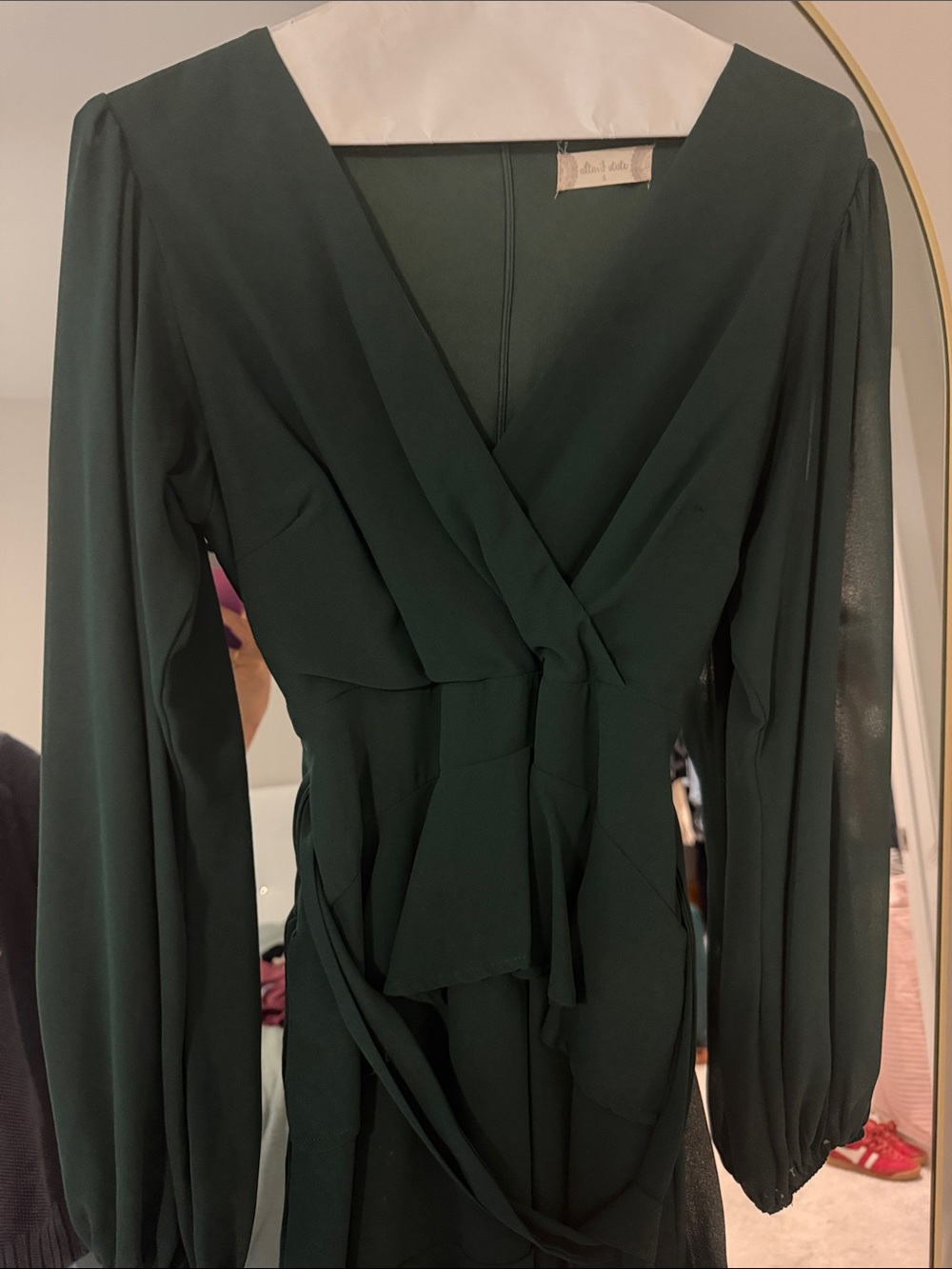 Altar'd State Forest Green Long Sleeve Wrap Dress